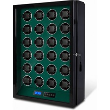 Robert Taylor Watch Winder Regent Collection – 24 Slotlu Ultra Sessiz Otomatik Saat Kurma Kabini (Uzaktan Kumandalı & Led\'li, Siyah & Yeşil)
