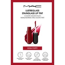 M.A.C Lustreglass stainglass lip tint  - 12 Saate kadar kalıcı nemlendirme Etkili dudak tinti-Soda Poppy 