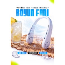 Ensiga Portatif Boyun Fanı 3 Kademe Hızlı Hava Soğutma Beyaz Kanatsız Tasarım Enerji Tasarrufu