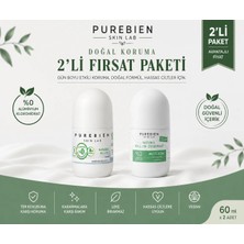 PUREBIEN SKIN LAB 2 Li Set Kadın ve Erkek Doğal Roll On Deodorant Dermatolog Onaylı Koltuk Altı Kararmalarına Karşı Bakım, Ter Kokusu Önleyici, Alkolsüz, Vegan, Leke Bırakmaz 2X50 ml