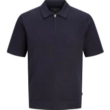 Jack & Jones 12295861 Jprblamilano Spring Knit Zip Polo Ss Sn Tişört Lacivert
