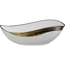 Lena EY-4830A Parlak Beyaz & Altın Tezgah Üstü Lavabo
