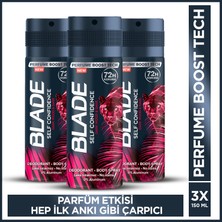 Blade Self Confidence Erkek Alüminyumsuz Deodorant 3x150 Ml Hızlı Kurur,Leke Bırakmaz