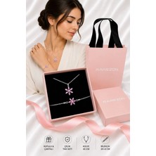 Rawezon Eşinize Anlamlı Hediye- Çelik Pembe Lotus Kolye ve Bileklik - Sevgiliye Hediye Doğum Günü