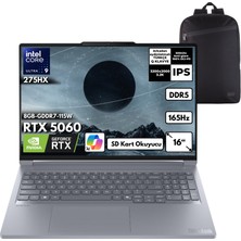 Lenovo Thinkbook 16P G6 Iax Ultra 9-275HX 32-Gbddr5 2 Tbssd RTX5060 (8GB-GDDR7-115W) 16" 3.2k 165Hz IPS Windows 11 Pro + Qb Sırt Çantası 21R0001JTXQB17