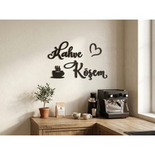 Modern Kahve Köşem Yazılı Duvar Dekoru - 3 Parça Siyah Ahşap Mutfak Tablosu - Minimalist Kahve Köşesi Aksesuarı