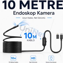 Uninet Iphone ve Android Uyumlu 2 Kameralı 10 Metre Kablolu Endoskop Yılan Kamera