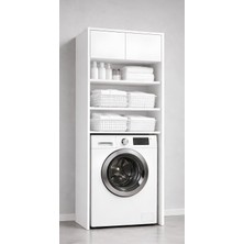 Noiss Home Decor Lavin Beyaz Çamaşır Makinesi Üstü Dolap Çok Amaçlı Banyo Dolabı Raflı