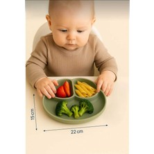 CKM Silikon %100 Silikon 3 Bölmeli Mama Tabağı – Bpa Free Vanilyalı Yeşil