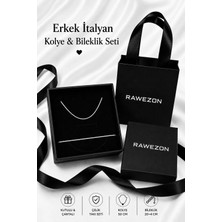 Rawezon Çantalı Kutulu Erkek Hediye Seti -Italyan Ince Zincir Çelik Kolye Bileklik Sevgiliye Arkadaşa Hediye