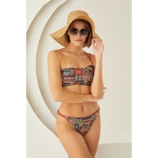 Loya Renkli Lave Tek Omuz Askılı Tek Üst Bikini