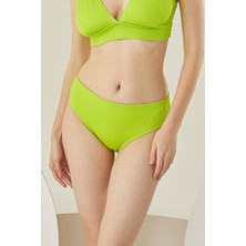 Loya Yeşil Reps Yüksek Bel Tek Alt Bikini