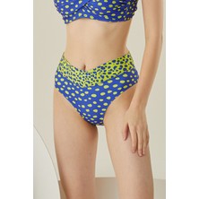 Loya Sarı Lacivert Puantiyeli Tek Alt Bikini