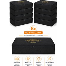 Umbellatum 8 Adet Siyah Baza Tipi Hurç 64X46 x 22 cm Baza Altı Büyük Boy Saklama Hurcu