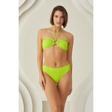 Loya Yeşil Reps Boyundan Bağlamalı Tek Üst Bikini