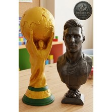 Craft 3D Atölye Messi(15 Cm) ve Dünya Kupası(15 Cm) (Hediye Paketi ile Beraber )Beton Biblo/büst/figür