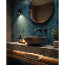 Armada Çini 5X40  Flat Çizgili Petrol Mavisi Çini Seramik