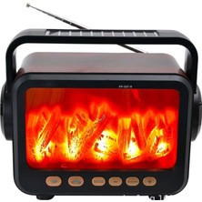 Sezy Solar Panelli Şömine Nostaljik Görünümlü Bluetooth Hoparlör ve Fenerli Mp3 Çalar Radyo Müzik Kutusu