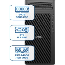 Dell Pro Max Tower T2 Core Ultra 9 285K 64GB Ecc Ram 2tb M.2 SSD Rtx A4000 ADA 20 GB W11P Ws