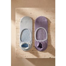 Bony Socks Kadın 2'li Asta Yoga / Pilates Step Çorap Açık Mavi / Lila