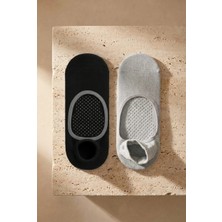 Bony Socks Kadın 2'li Asta Yoga / Pilates Step Çorap Siyah / Gri Melanj
