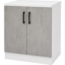 T Designo Beti Mutfak 2 Kapaklı  Alt Modül Çok Amaçlı Dolap 80 cm Beton Görünümlü