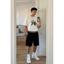 Gothamvibes Erkek Oversize Chaos Beyaz Premium T-Shirt
