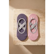 Bony Socks  Kadın 2'li Asta Yoga / Pilates Çorabı Açık Pembe / Koyu Lila