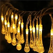 Velmora Güneş Enerjili Sarı Kristal Su Damlası Bahçe Aydınlatması, 2 Metre Uzunlukt | Masa ve Gece Lambası