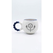 Palto Tasarım Çöp Adam El Yapımı Krem Parlak Puf Kupa - El Işçiliği Hediyelik Kupa Bardak Mug