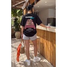 Gothamvibes Kadın Oversize Anatolian Siyah Premium T-Shirt