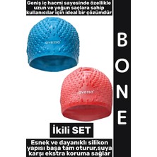 Empressco #bone Yumuşak Havuz Deniz Yüzme Kulağa Su Kaçırmaz Elastik Silikon Büyük Beden Saç Bonesi Ikili Set