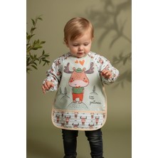 Gees Global Geyik Desenli Sıvı Geçirmez Uzun Kollu Unisex Bebek Mama ve Aktivite Önlüğü 6-24 Ay