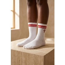 Bony Socks Unisex Ginger Bread Man Desenli Yılbaşı Soket Çorap Beyaz