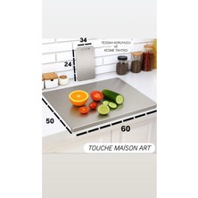 Empressco Paslanmaz Çelik Üst Kalite 2' Li Set Tezgah Koruyucu 50X60 cm ve Kesme Tahtası 24X34 cm