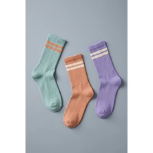 Bony Socks 3 Lü Paket Şeritli Kız Çocuk Soket Çorap