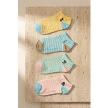 Bony Socks Çocuk Hayvan Desenli 4'lü Patik Çorap