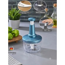 Segy Home Solingen Bıçaklı Pratik Bas Kes El Rondosu - Paslanmaz Çelik Manuel Sebze Meyve Doğrayıcı Rondo (Kilit Mekanizmalı) 1500 ml