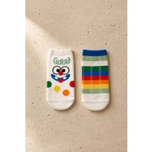 Bony Socks Çocuk 2'li Gülen Yüz Desenli Renkli Step Çorap