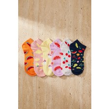 Bony Socks Kız Çocuk Meyve Desenli 6'lı Patik Çorap