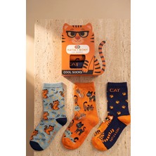 Bony Socks Çocuk 3D Kedi Desenli Kutulu 3'lü Soket Çorap