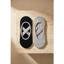 Bony Socks Kadın 2'li Asta Yoga / Pilates Çorabı Siyah / Gri Melanj