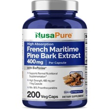 Nusapure (Ösg Özel Sporcu Gıdaları) French Maritime Pine Bark Extract+Bioperine 400MG Per 200 Veggie Capsul.51.