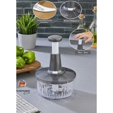 Segy Home Solingen Bıçaklı Pratik Bas Kes El Rondosu - Paslanmaz Çelik Manuel Sebze Meyve Doğrayıcı Rondo (Kilit Mekanizmalı) 1500 ml
