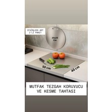 Empressco Paslanmaz Çelik 2'li Set Tezgah Koruyucu 40X50CM ve Kesme Tahtası 25X25 cm