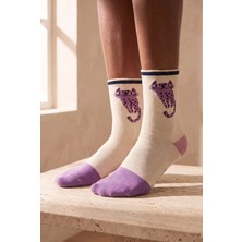 Bony Socks Kadın Hayvan Desenli Soket Çorap Lila