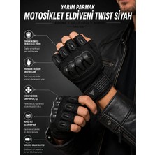 Kıyak Moto Twist Siyah / Yarım Parmak - Kaymaz Avuç Içi Özellikli Erkek Motosiklet Eldiveni
