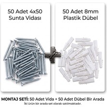 Aras Endüstri 50 Adet 4X50 Sunta Vidası ve 50 Adet 8mm Plastik Dübel Montaj Seti