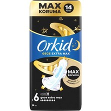 Orkid Ultra Ekstra Hijyenik Ped Gece Extra MAX14 4'lü Gece Boyu Koruma 4'li Avantaj Paketi