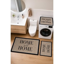 Homenette Modern 3 Parça Banyo Paspas Seti Kaymaz Tabanlı Makinede Yıkanabilir Banyo Halısı Takımı ve Çamaşır Makinesi Matı